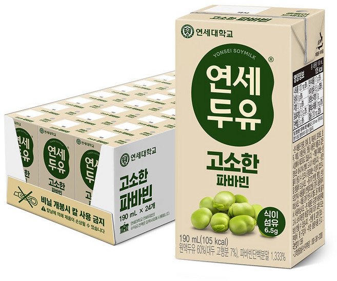 연세두유 고소한 파바빈 두유, 190ml, 24개