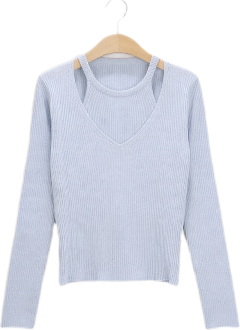 주아 홀터넥 발레코어 골지 슬림 니트 4color