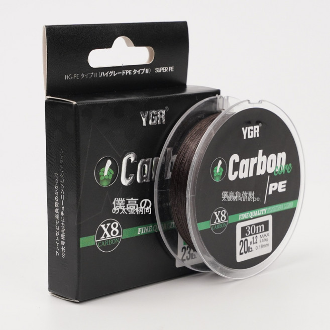 YGR4編8編碳芯沉水線PE漁線切水迅速包芯沉水線耐磨速沉大魚專用, 1個, 8編PE碳芯30米-咖啡色