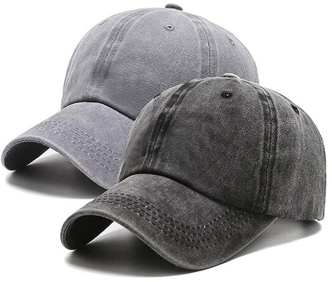 PFFY 빈티지 워싱 디스트레스드 야구 모자 골프 볼캡 남성 여성용 블랙+카키(세탁), Black+grey