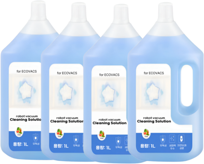 에코백스 로봇청소기 호환 세정제 대용량 세제 클리너, 4개, 1L