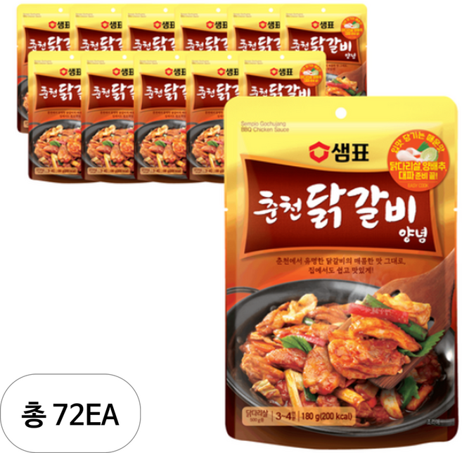샘표 별미여행 춘천 닭갈비 양념, 180g, 72개