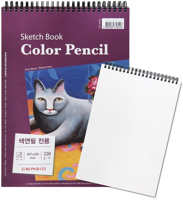 세르지오 색연필전용 스케치북 A4, 1개, 25매