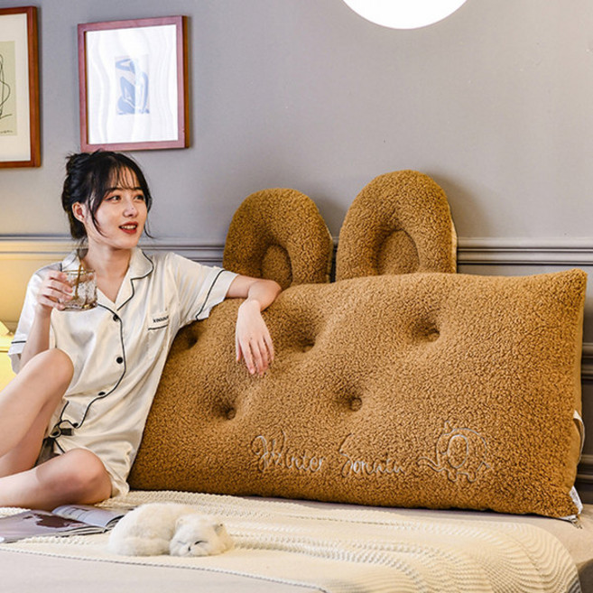 침실 헤드 등받이 큰 쿠션 어린이 남자 여자 아이방 꾸미기 침대쿠션, 테디 벨벳 브라운_1m (100x55x20cm)