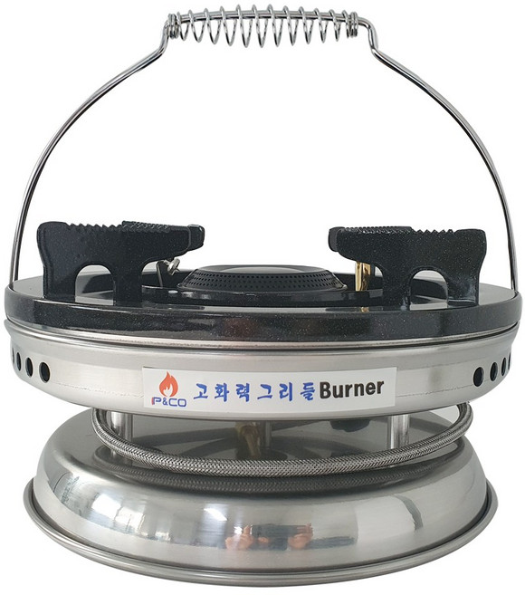 피엔코 고화력 캠핑버너 가스버너 그리들버너 PB-900K 액출 가스렌지 해바라기버너 낚시, 실버, 1개