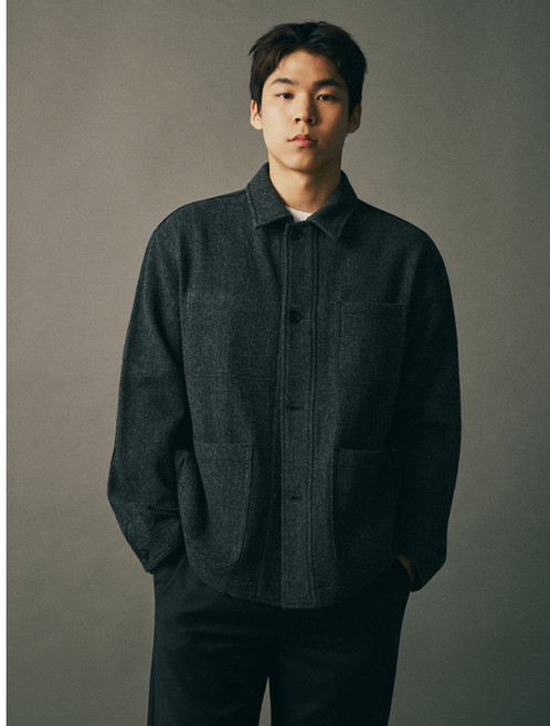 25FW [HIS] 차콜그레이 패턴 울 자켓 HZJU5F807CG