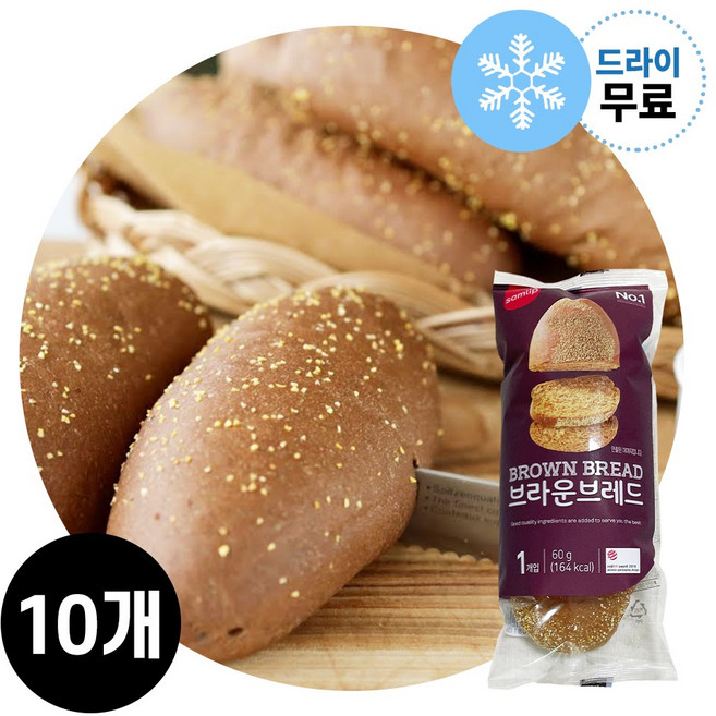 지케이푸드 삼립 브라운 브레드 60gX10봉(드라이) 아웃백빵 부쉬맨빵, 10개, 60g