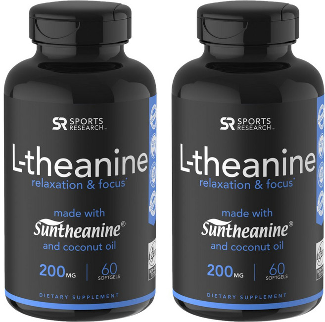 SPORTS RESEARCH L-茶胺酸無麩質軟膠囊 200mg, 60顆, 2罐
