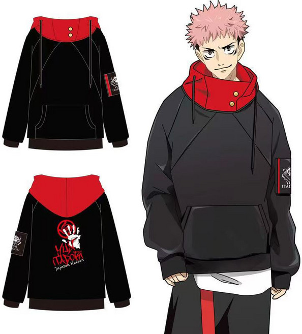 ZCBV주술회전 이타도리 유지 후드 티셔츠 코스프레 코스튬 긴팔 상의 캐주얼 패션