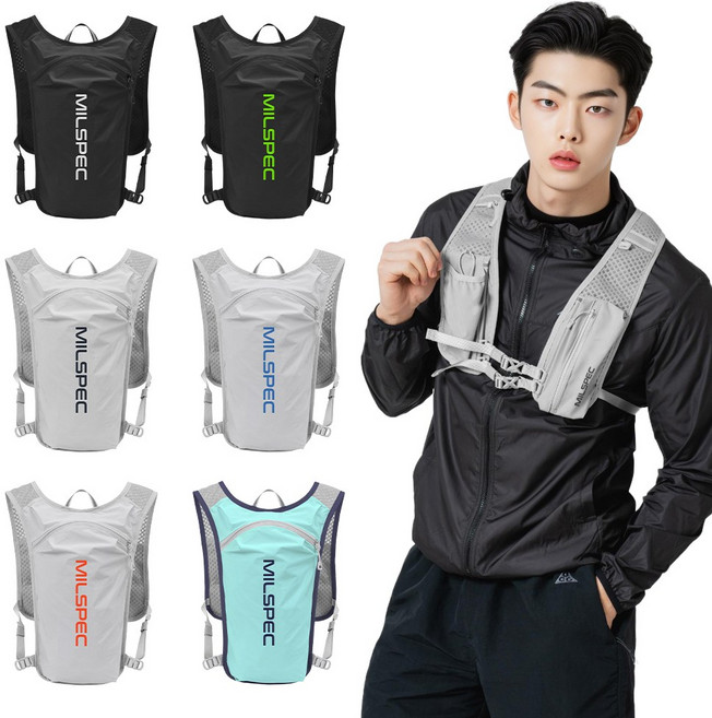 밀스펙 코어 트레일러닝 러닝조끼, 블랙 화이트, 1개