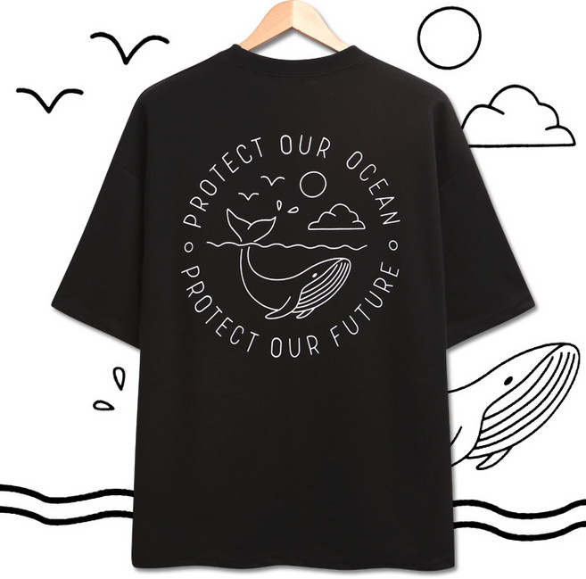 오션 고래 프린팅 오버핏 반팔티 (HS003)
