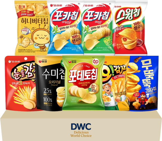 해태 농심 오리온 스낵과자세트 종합세트 9종 총 9개 허니버터칩 포테토칩 오리지널 스윙칩 볶음고추장맛 포카칩 어니언 오감자 감자그라탕 등 간식 맥주안주 바삭한, 56g, 1개