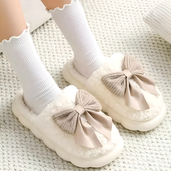 디뷰엣 복실복실 포근한 리본 털 실내화