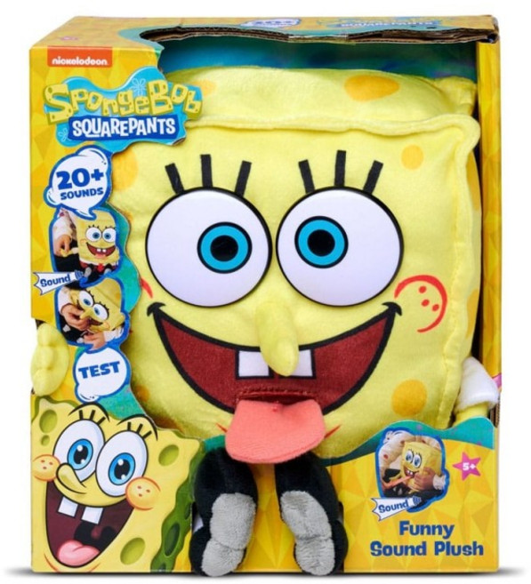 Nickelodeon 海綿寶寶 20+聲效 趣味發聲絨毛玩偶, 黃, 1個