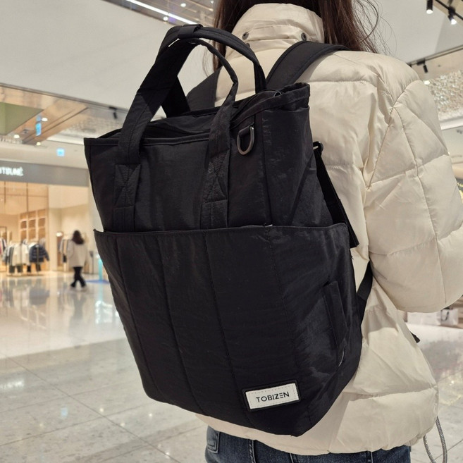 투바이젠 가벼운 기저귀 가방 백팩, 블랙