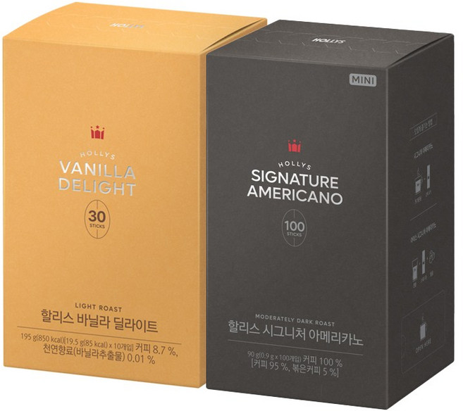 [할리스] 바닐라딜라이트 30T+시그니처 아메리카노 미니(다크) 100T, 할리스 바닐라딜라이트 30T+시그니처 아메리카노 미니