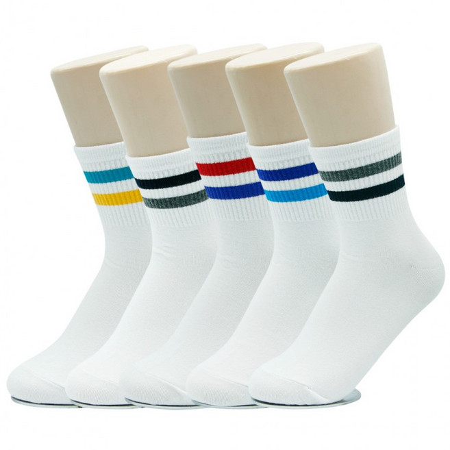 여성 흰색두줄 중목양말 10켤레세트