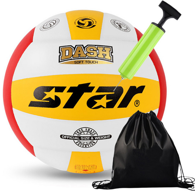 스타스포츠 배구공 대시 칼라, 1개, 투센볼펌프 볼가방