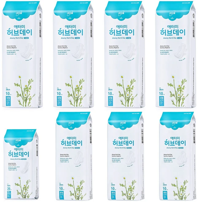 애터미 생리대 허브데이 대형40개+중형30개+소형(팬티라이너)20개, 1개 - 쿠팡