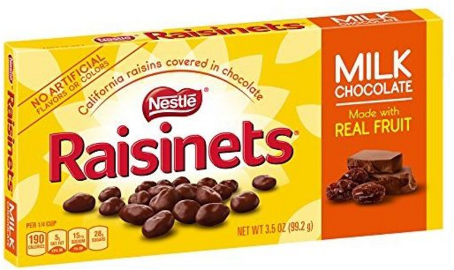 Raisinets 초콜릿 코팅 네슬레 레이즈넛 밀크 캔디 3.5온스 박스 3개 묶음