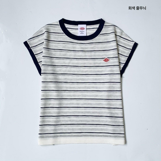 단톤 Danton 스트라이프 니트 반팔 티셔츠 캐주얼 데일리
