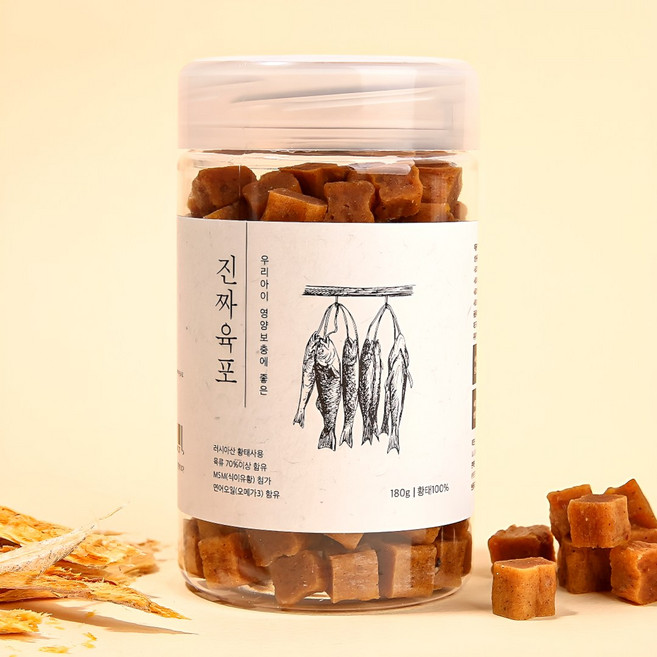 진짜육포 강아지 간식 져키 180g, 황태, 3개