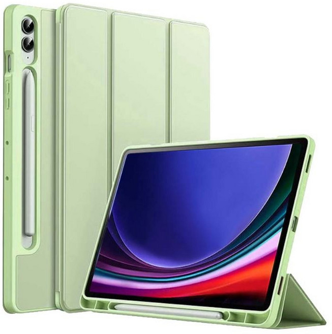 갤럭시탭S9 FE 플러스 울트라 호환 커버 S펜수납 케이스 SM-X510N X516N X610N X616N X710N X716N X810N X816N X910N X916 케이스나라, 연두