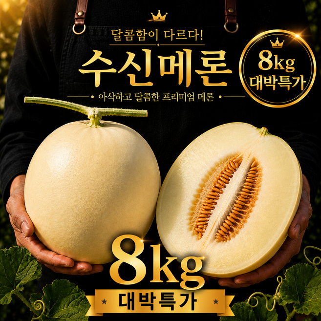 4위 - [100박스 한정특가] 프리미엄 초고당도 특품 수신메론 산지직송, 1박스, 2kg (1수)