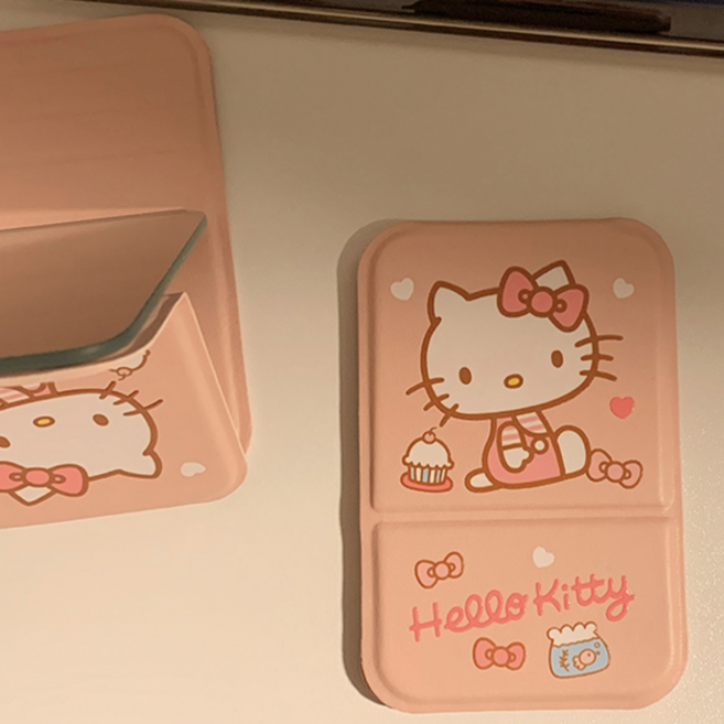 미셀즈픽 휴대용 접이식 스탠드 미니 탁상 손거울, 1개, 핑크