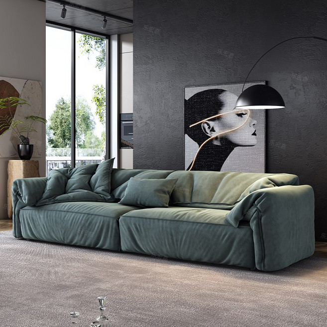 소파베드 신혼집 이사 가구 미니멀리스트 크기 거실 매트 천 소파 다인용 4인용 3인용, 연한 초록색, AA급 무광천 + 다운시트백 + 다운백, 180x110x80cm