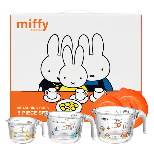 에지리 내열 유리 미피 계량컵 5p 세트, 투명, 1개