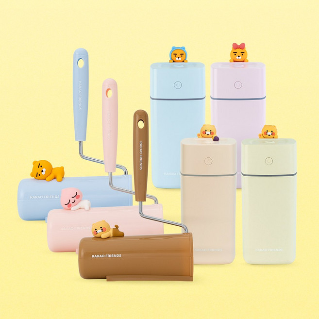 (가정의 달 선물 추천) 카카오프렌즈 베이직 데일리 가습기+롤 클리너, 베이직가습기_후드라이언, 롤클리너_어피치