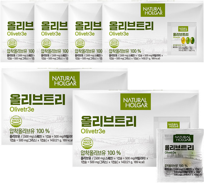 네츄럴올가 지중해 올리브오일 트리 캡슐 42캡슐, 6박스, 14회분