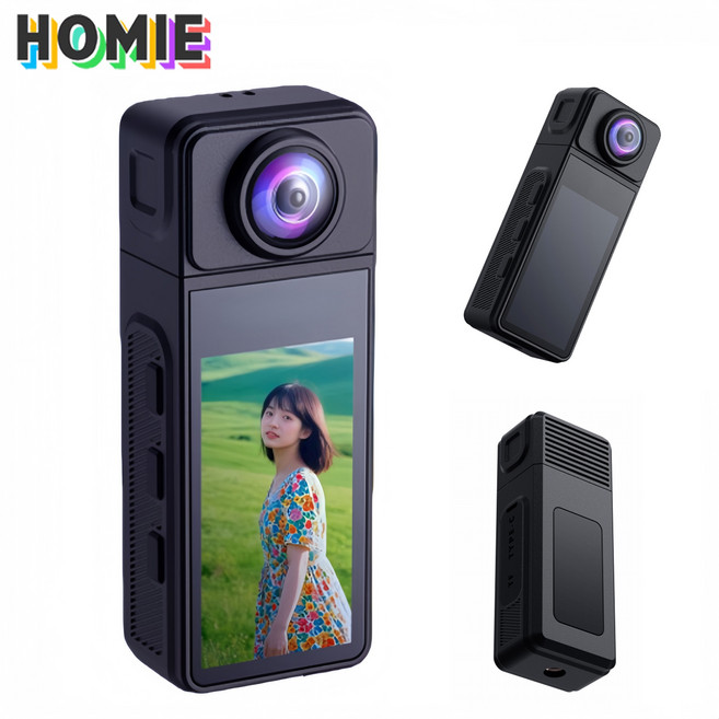 HOMIE 액션캠 Wi-Fi연결지원 270도 회전 렌즈 자전거 오토바이 블랙박스 바디캠 초소형카메라 64G, 블랙