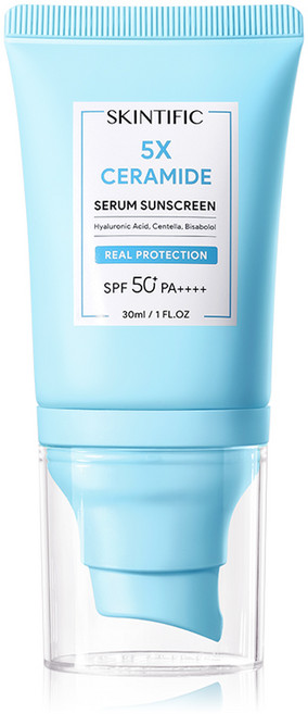 SKINTIFIC 神經醯胺防曬乳 5X CERAMIDE SERUM SUNSCREEN SPF 50+ PA++++, 1件, 5重神經醯胺防曬單支裝30ml, 30ml