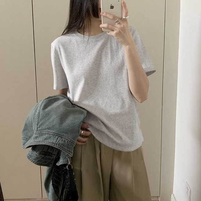 면100 20수 코튼 순면 라운드넥 남여공용 베이직 반팔 무지 면 티셔츠