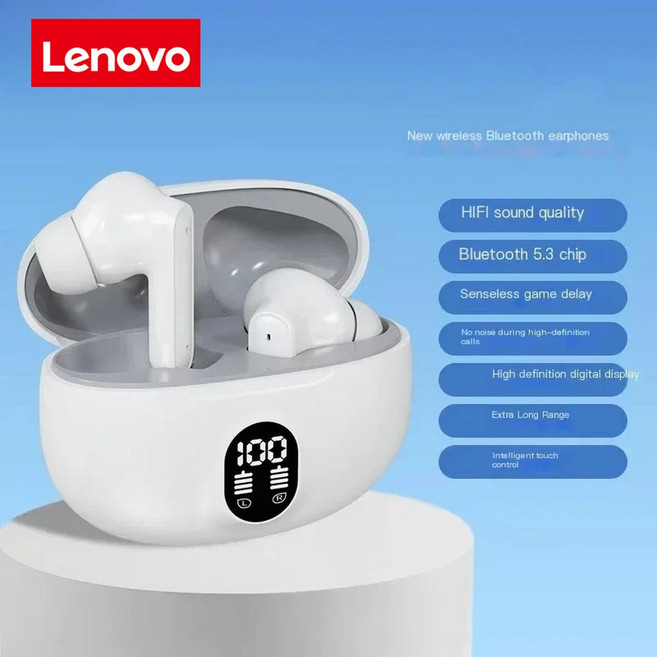 LENOVO 895B 무선 소음 블루투스 베이스 이어폰 시간 낮은 게임용 감소 마이크 고음질 대기, White
