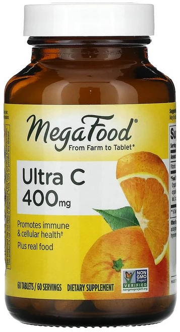 메가푸드 울트라 비타민C 400mg 리얼 푸드비타민 오렌지 크랜베리함유, 1개, 60정 - 쿠팡