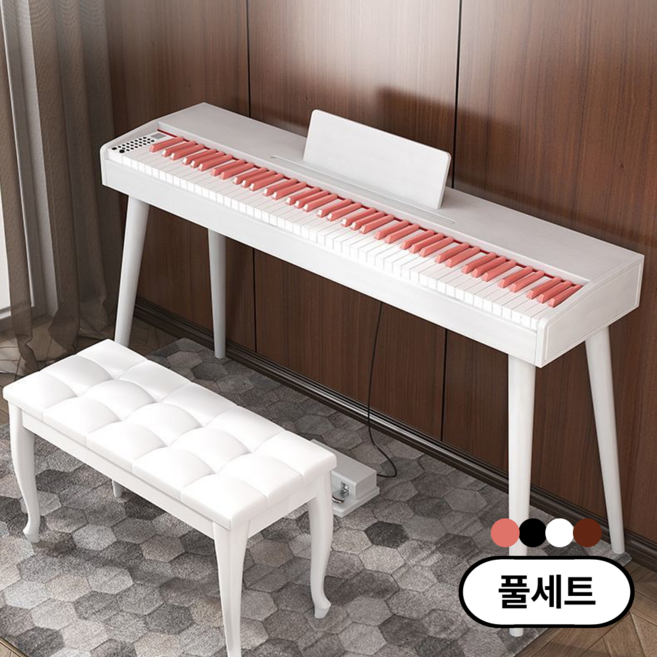 로즈딘 풀세트구성 디지털 피아노 88건반 전자 키보드, 핑크, 1개