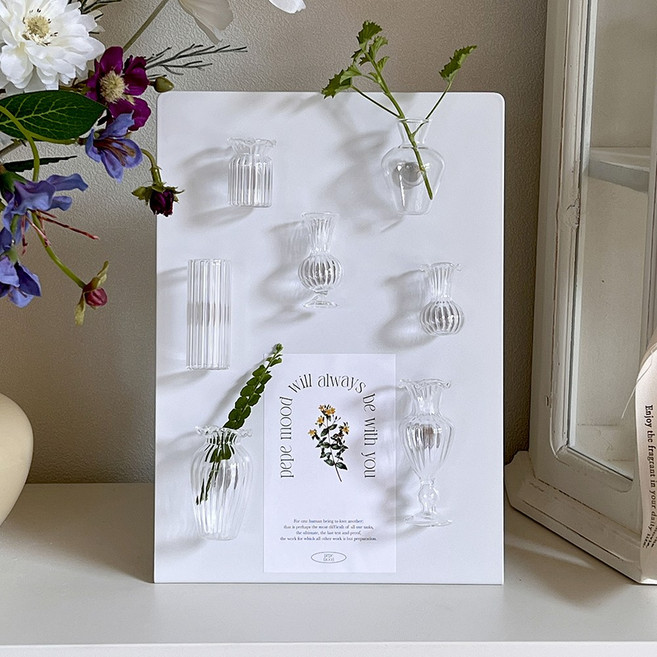 투명 미니어처 화병 마그넷 16종 (단품 제품) 냉장고 자석 유리 화병 인테리어 소품 데스크테리어 플랜테리어, F