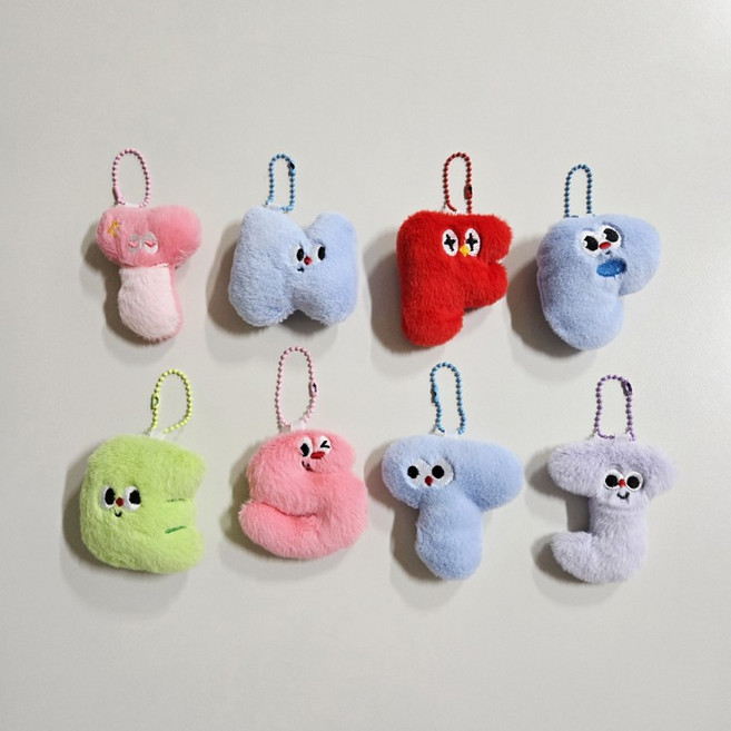 MBTI 인형키링 8종 / 알파벳 영어 영문 ABC 가방고리 백참 눈달린 캐릭터, 1개, MBTI 인형키링-알파벳 - T