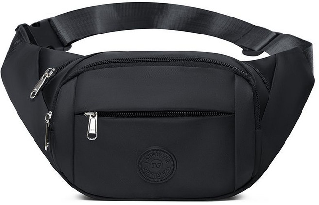 多功能時尚腰包，戶外跑步運動媽媽女士腰袋, 1個, 黑色