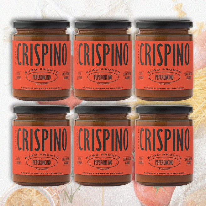 크리스피노 Crispino 칼라브리안 칠리페퍼소스 무설탕파스타소스, 6개, 270g