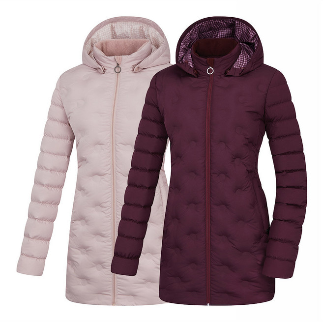 비티알 비티알 여성 겨울 덕다운 중기장 경량 골프 패딩 자켓 2363JB621W