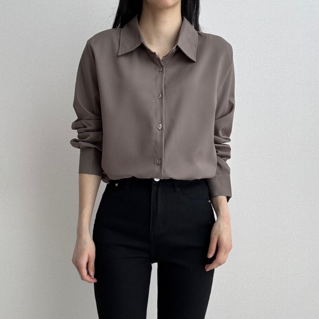 드몽 여성 링클프리 데일리 기본 긴팔 셔츠 구김없는 블라우스 빅사이즈 오피스룩