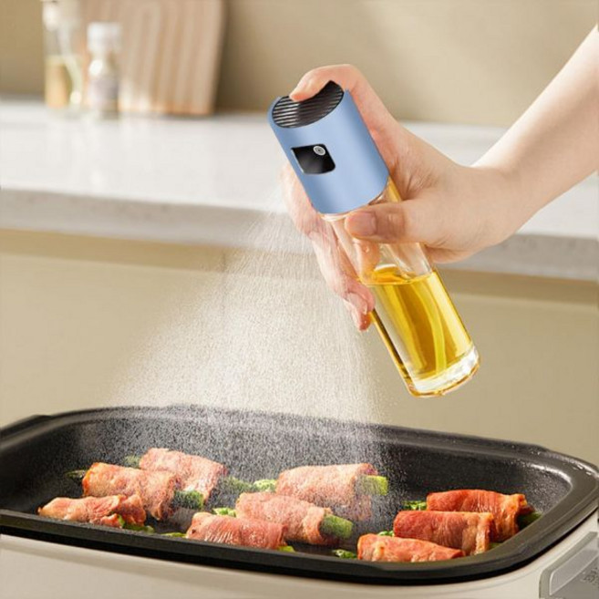 BBQ용 미세 미스트 스프레이가 포함된 리필 가능한 유리 디스펜서 요리용 3.6온스/100ml 키친 올리브 오일 병 스프레이 은색