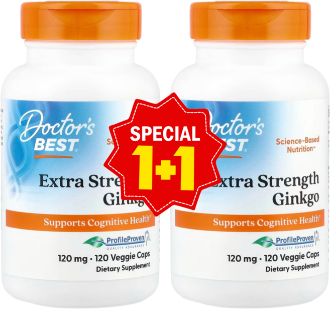 1+1 닥터스베스트 은행나무 120mg 베지캡슐 120정 엑스트라 스트랭스 징코 / 해외직구 미국정품, 2개