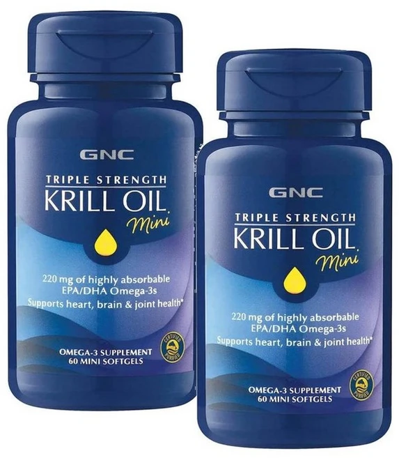 GNC 트리플 스트렝스 크릴오일 미니 소프트젤, 2팩, 60정 - 쿠팡
