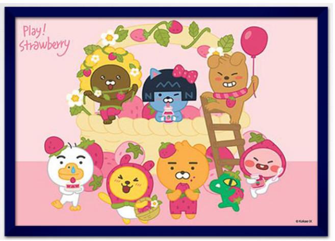 150피스 직소퍼즐 카카오프렌즈 딸기가 좋아 (액자옵션선택) YE873689, 1개, 퍼즐+슬림우드블루 직소퍼즐액자포함