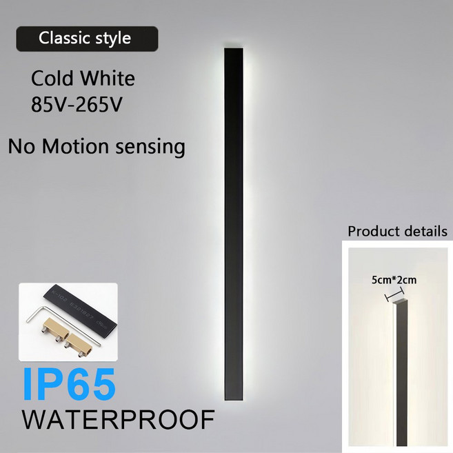1PCS 감지 LED 55 200CM 빌라 110V 방수 조명 IP65 220V 정원 야외 현관 램프 SCONCE, No Motion Cold White, 145 x 5 x 2 CM 48W, 1 Set